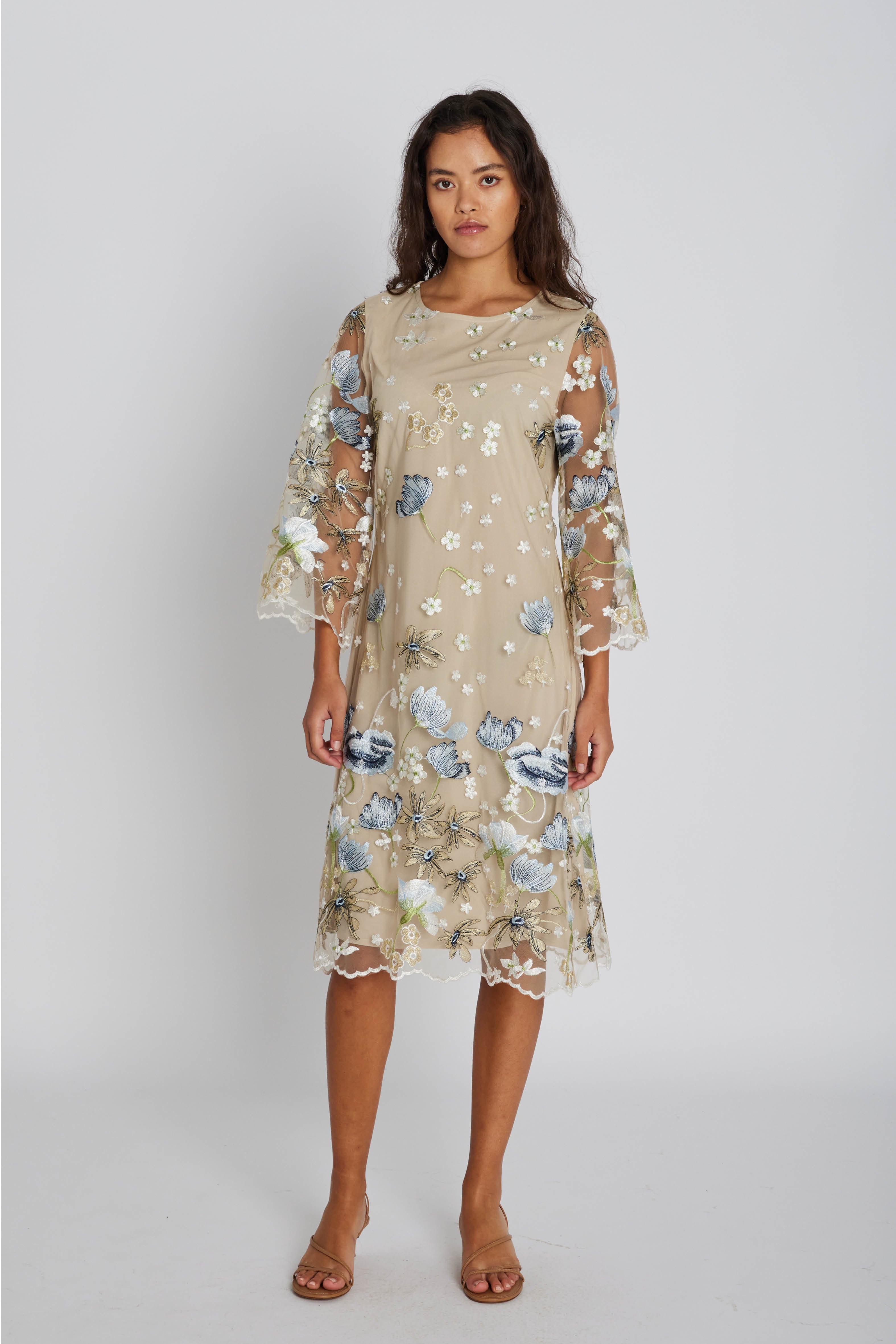 philosophy embroidered dress Philosophy Black Embroidered Mesh Empire Waist