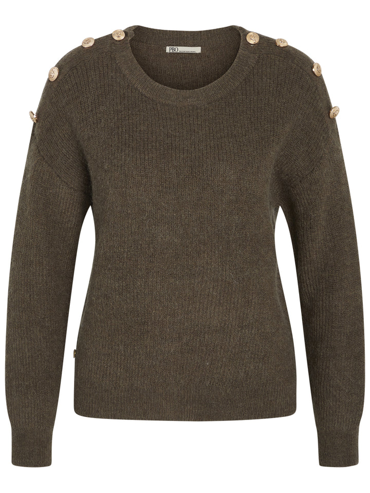 PBO Erida striktrøje KNITWEAR, HEAVY 567 Brown army