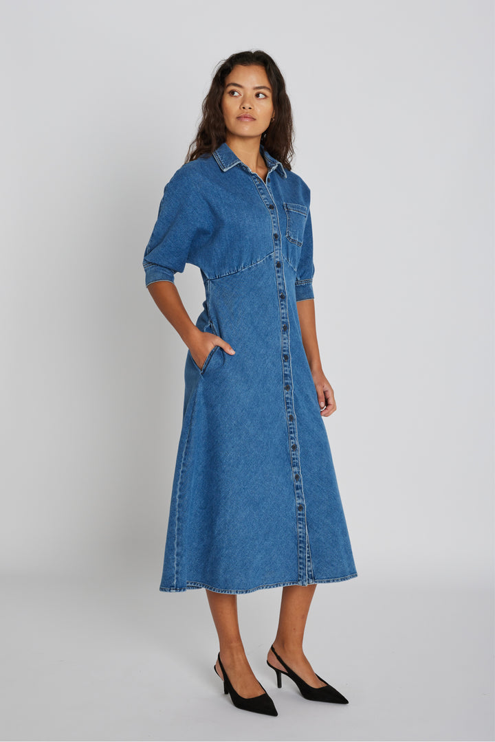 PBO PBOAlda kjole SHIRTS 200 Blue denim