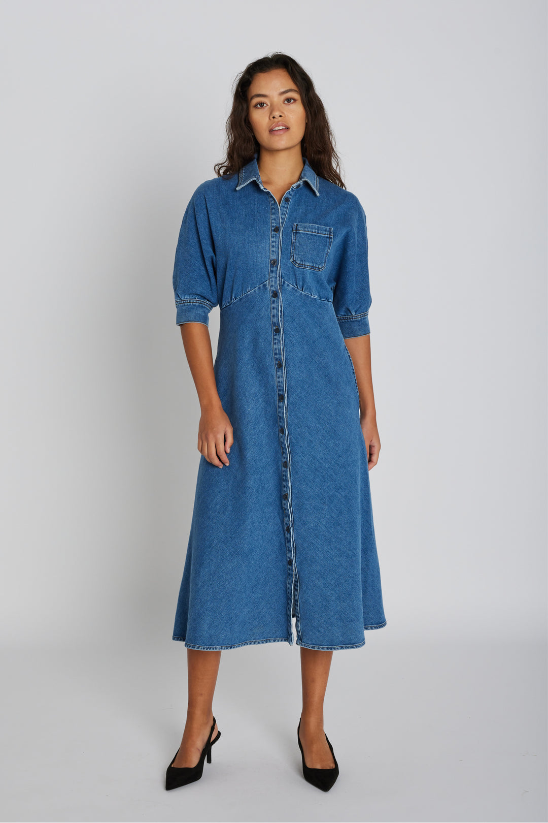 PBO PBOAlda kjole SHIRTS 200 Blue denim