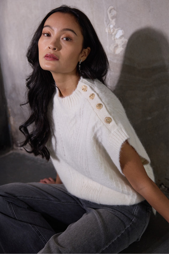 PBO PBOAlino strikvest KNITWEAR, HEAVY 03 Ecru