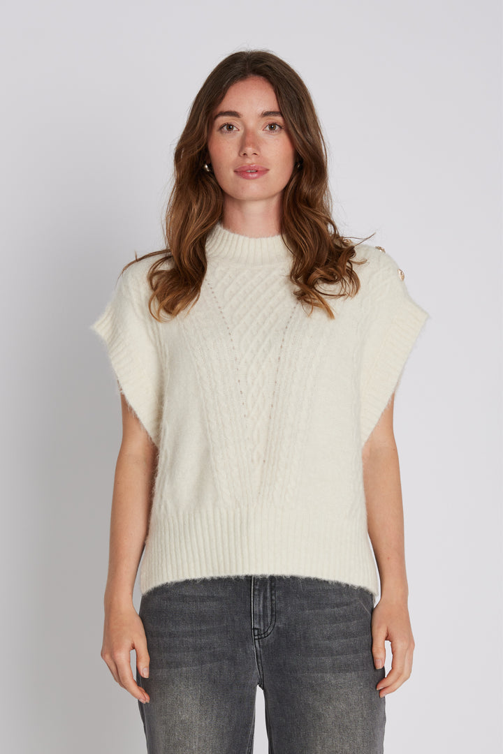 PBO PBOAlino strikvest KNITWEAR, HEAVY 03 Ecru
