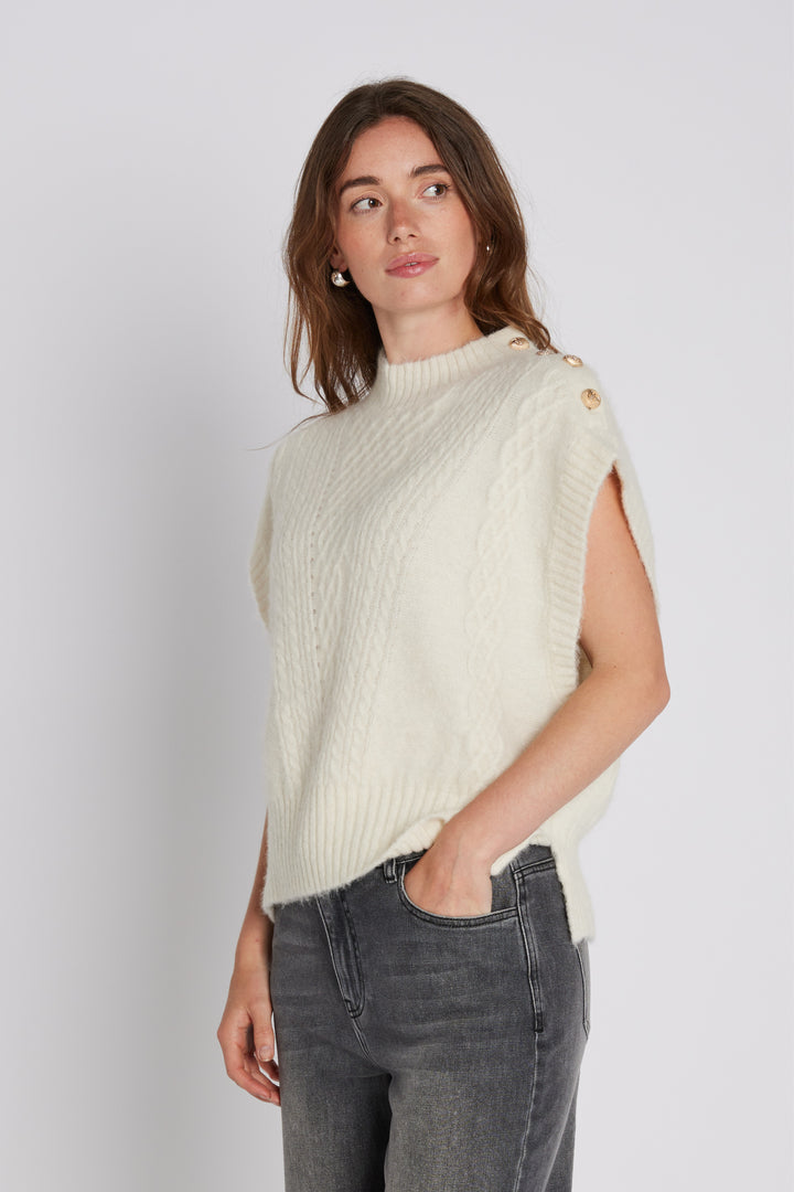 PBO PBOAlino strikvest KNITWEAR, HEAVY 03 Ecru