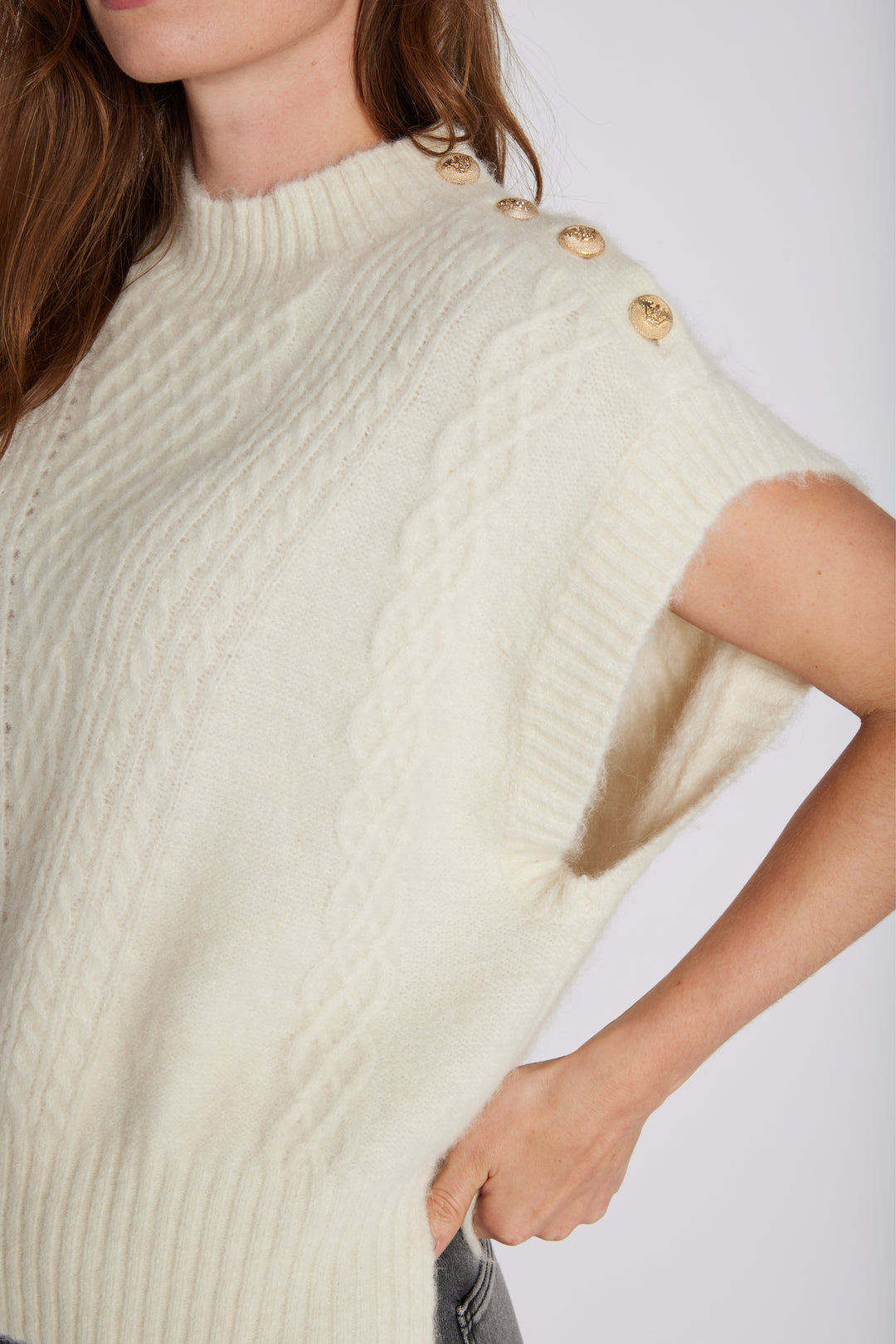 PBO PBOAlino strikvest KNITWEAR, HEAVY 03 Ecru