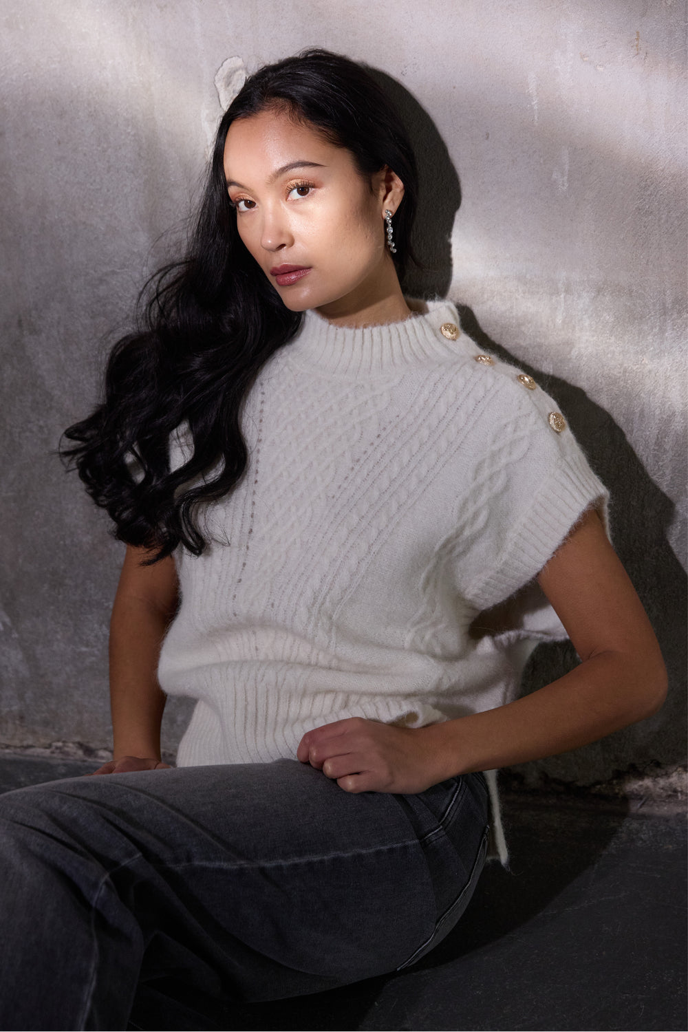 PBO PBOAlino strikvest KNITWEAR, HEAVY 03 Ecru