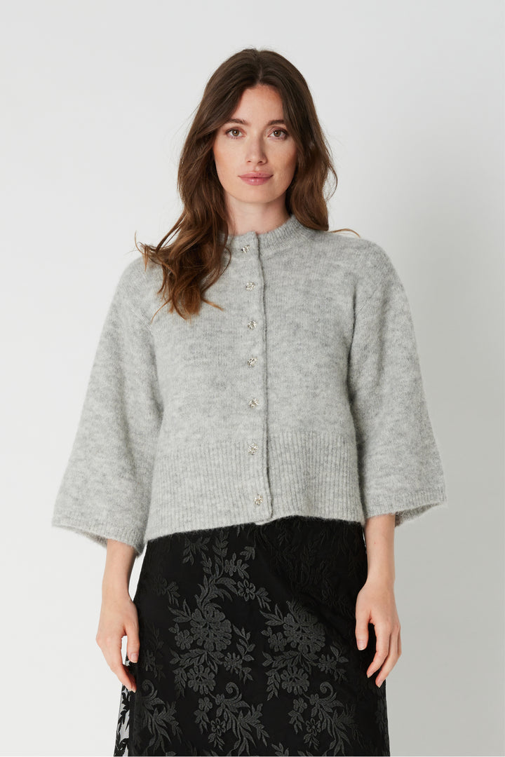PBO PBOAndrea strikcardigan KNITWEAR 17 Grey melange