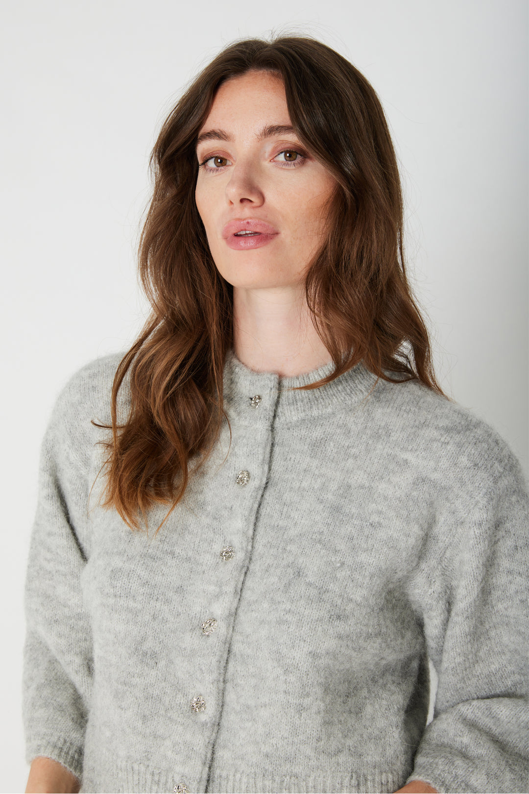 PBO PBOAndrea strikcardigan KNITWEAR 17 Grey melange