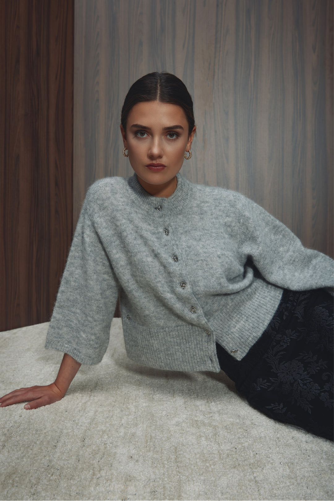 PBO PBOAndrea strikcardigan KNITWEAR 17 Grey melange
