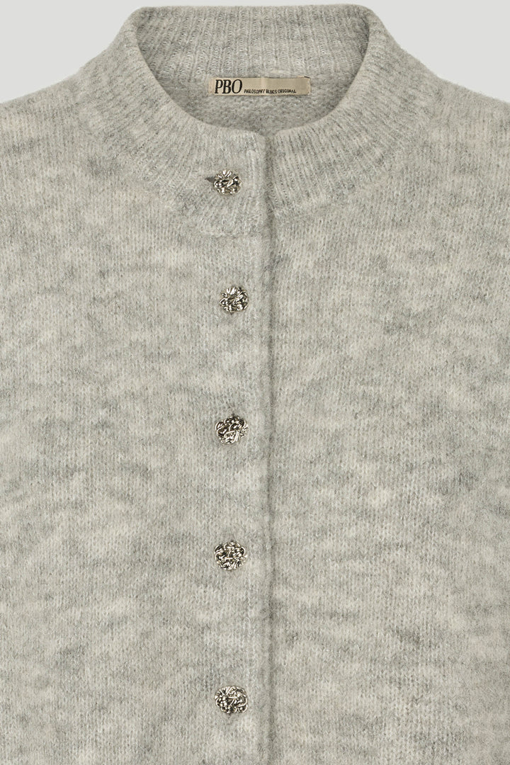 PBO PBOAndrea strikcardigan KNITWEAR 17 Grey melange