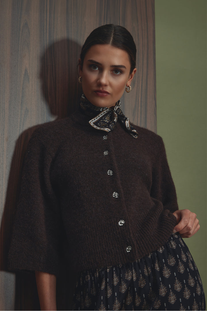 PBO PBOAndrea strikcardigan KNITWEAR 691 Chocolate