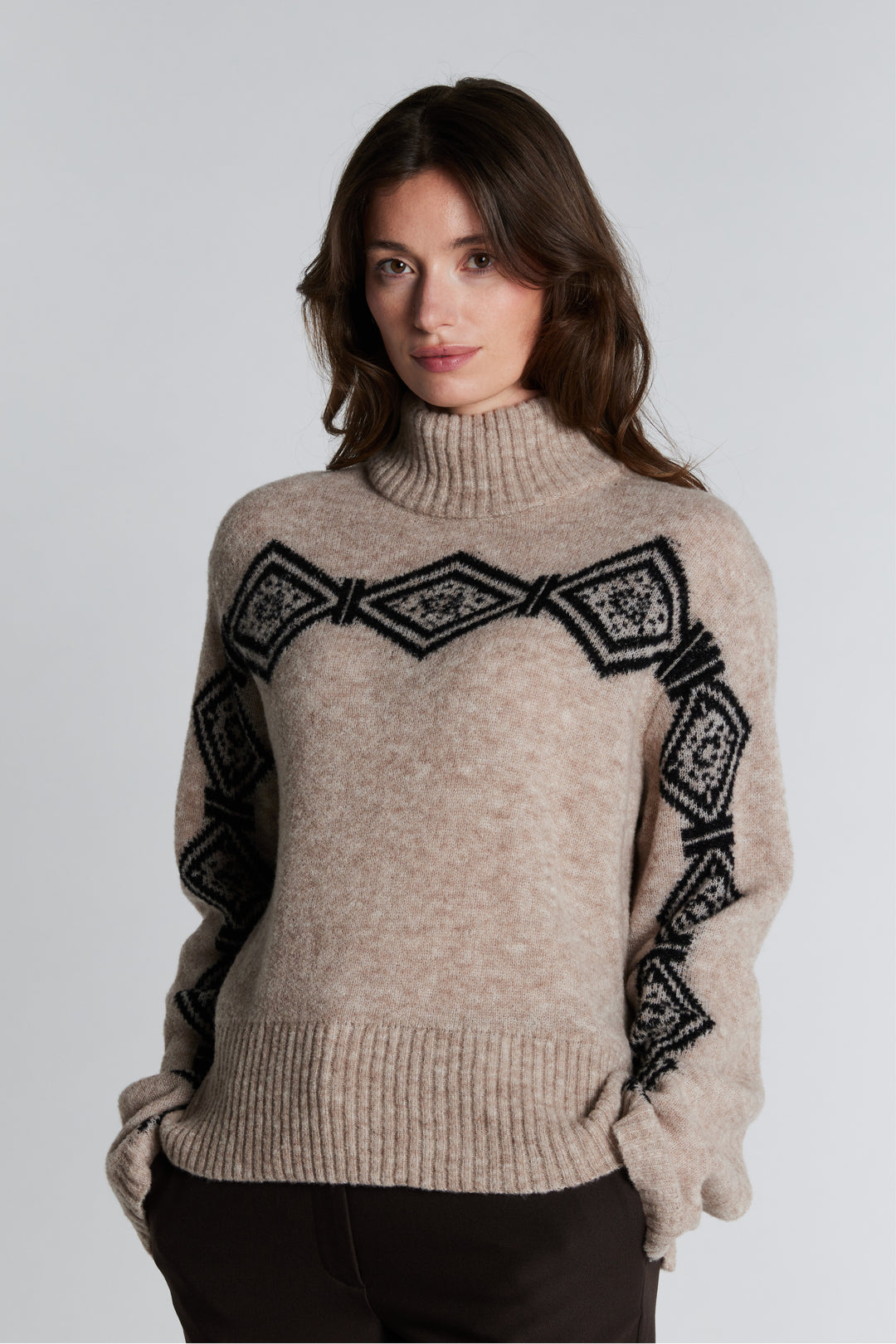 PBO PBOAnomi striktrøje KNITWEAR 839 Salt/Pepper