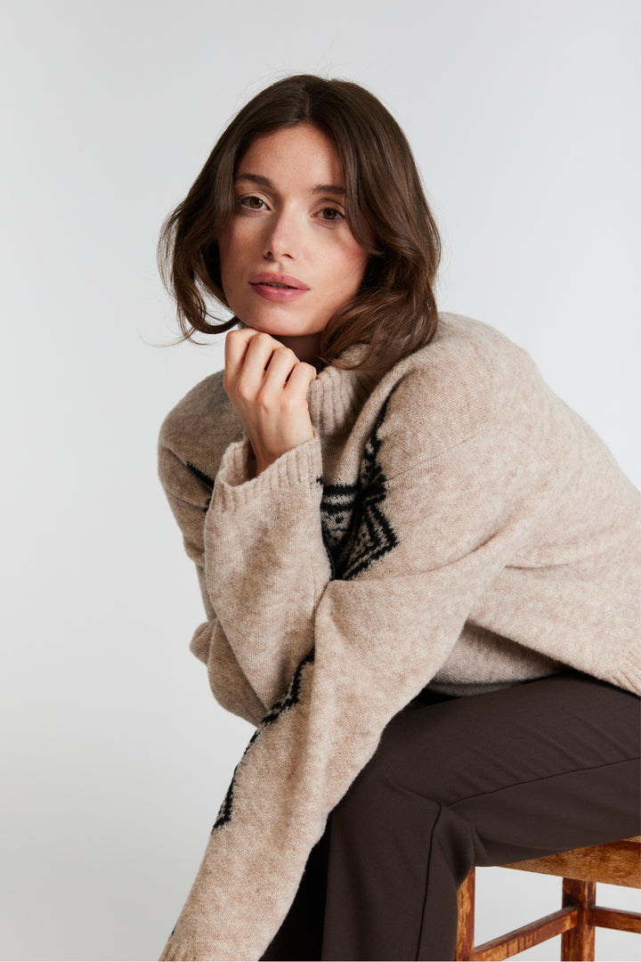 PBO PBOAnomi striktrøje KNITWEAR 839 Salt/Pepper