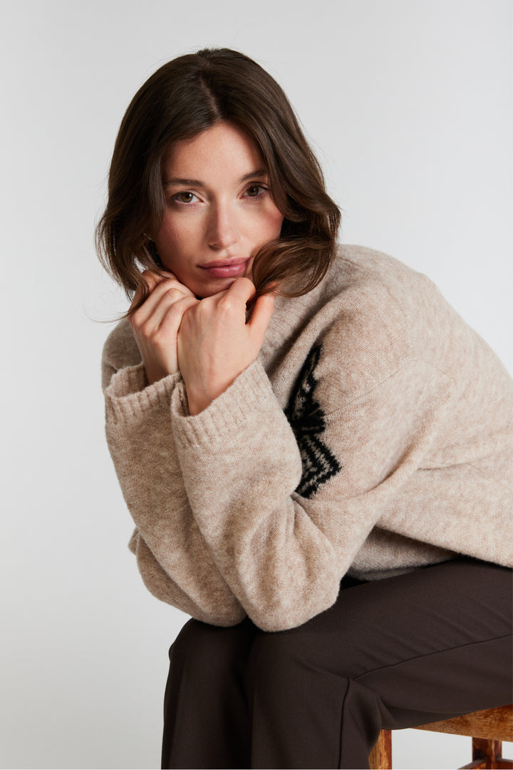 PBO PBOAnomi striktrøje KNITWEAR 839 Salt/Pepper