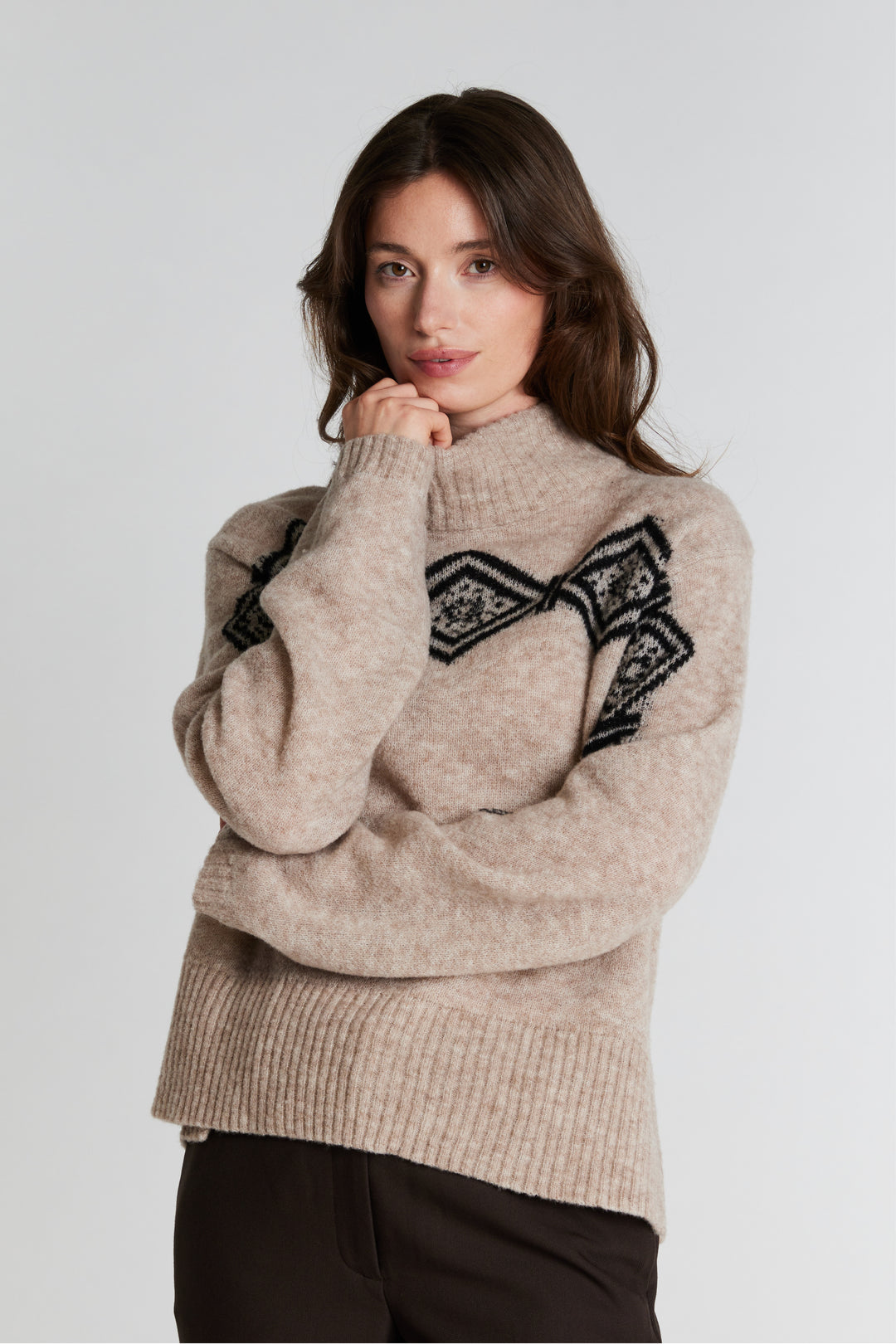 PBO PBOAnomi striktrøje KNITWEAR 839 Salt/Pepper