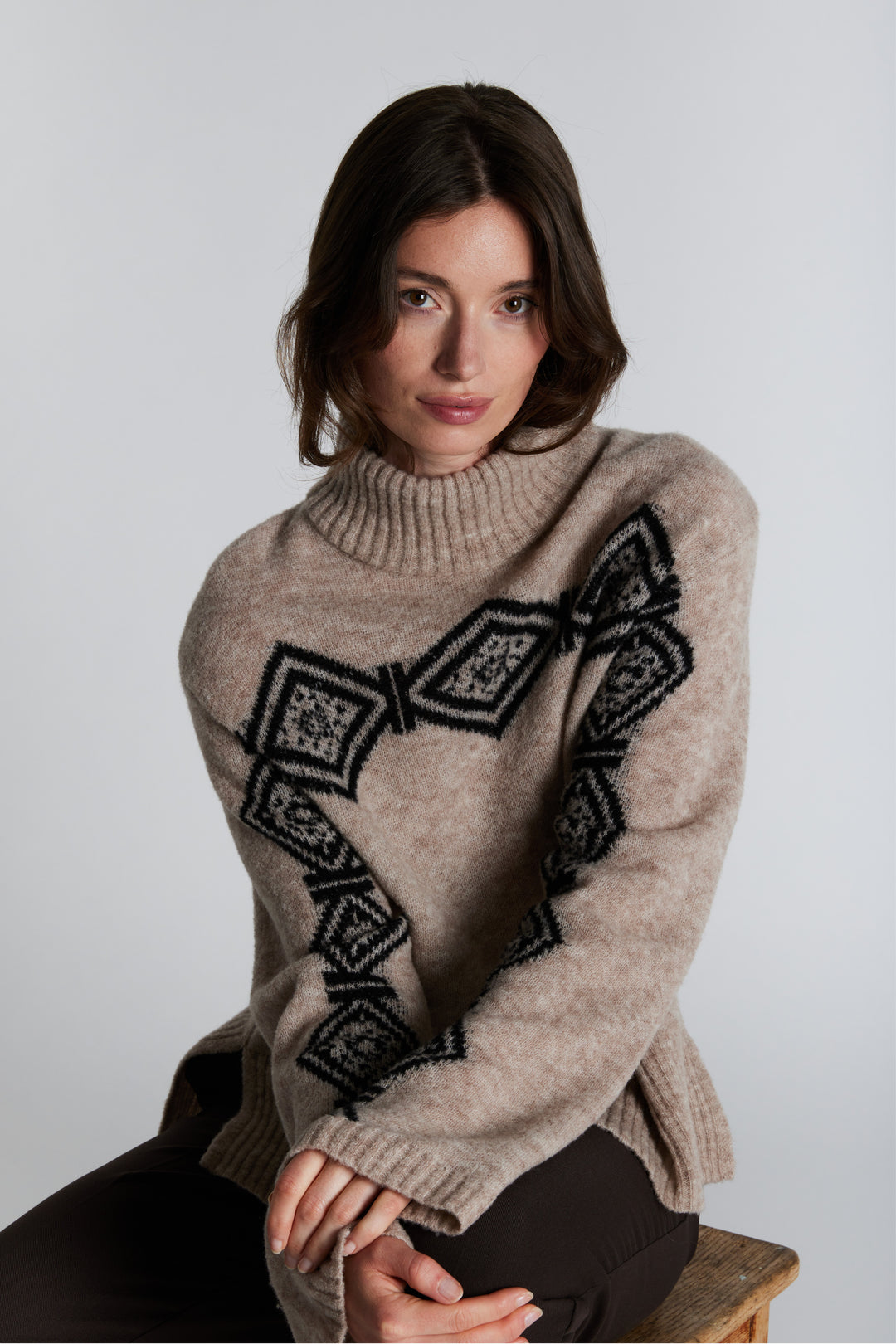 PBO PBOAnomi striktrøje KNITWEAR 839 Salt/Pepper