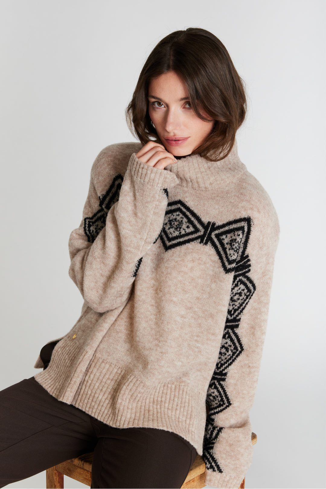 PBO PBOAnomi striktrøje KNITWEAR 839 Salt/Pepper