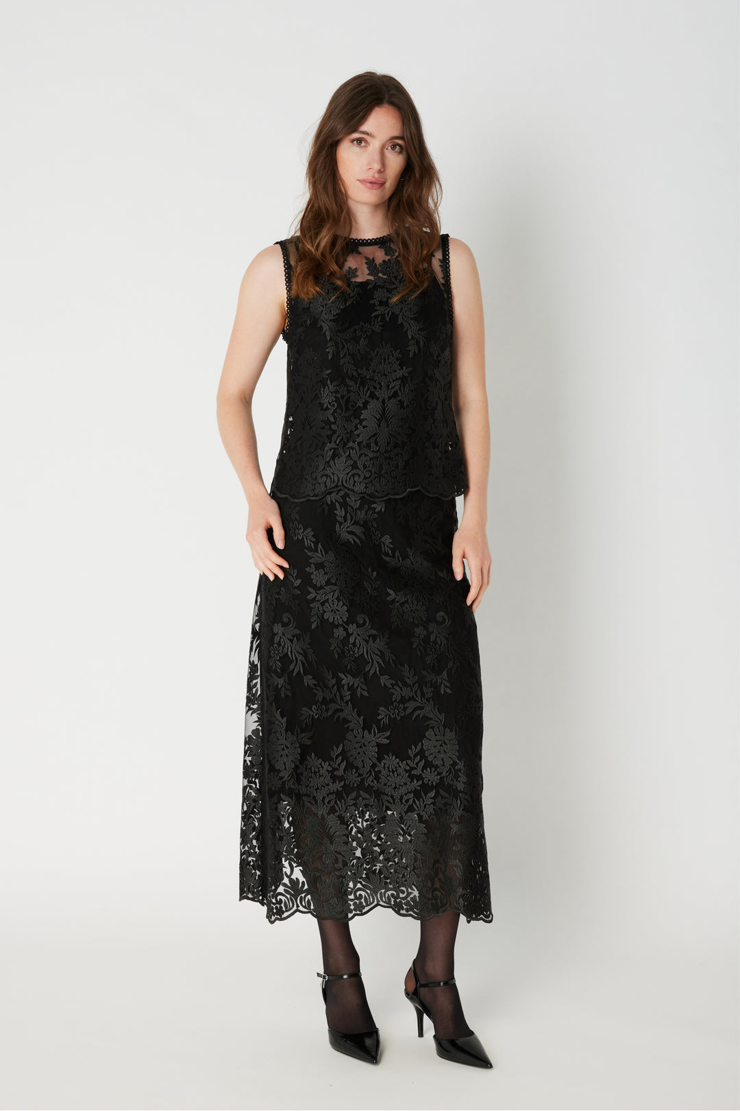 PBO PBOEllo blonde lang nederdel SKIRTS Sort