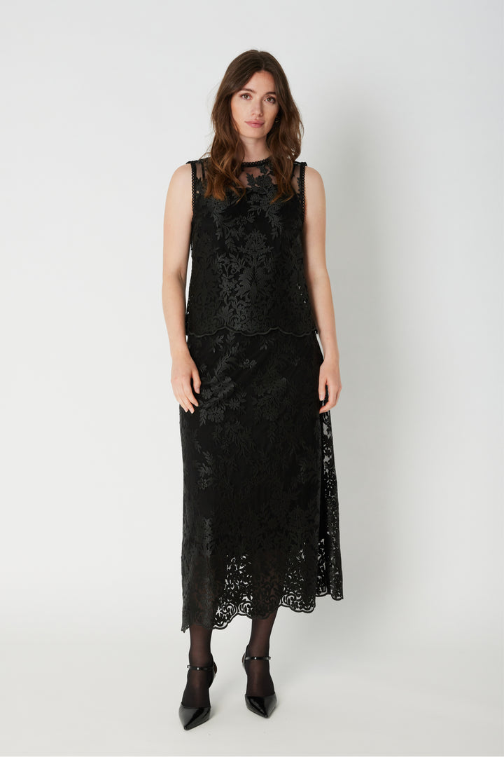 PBO PBOEllo blonde lang nederdel SKIRTS Sort
