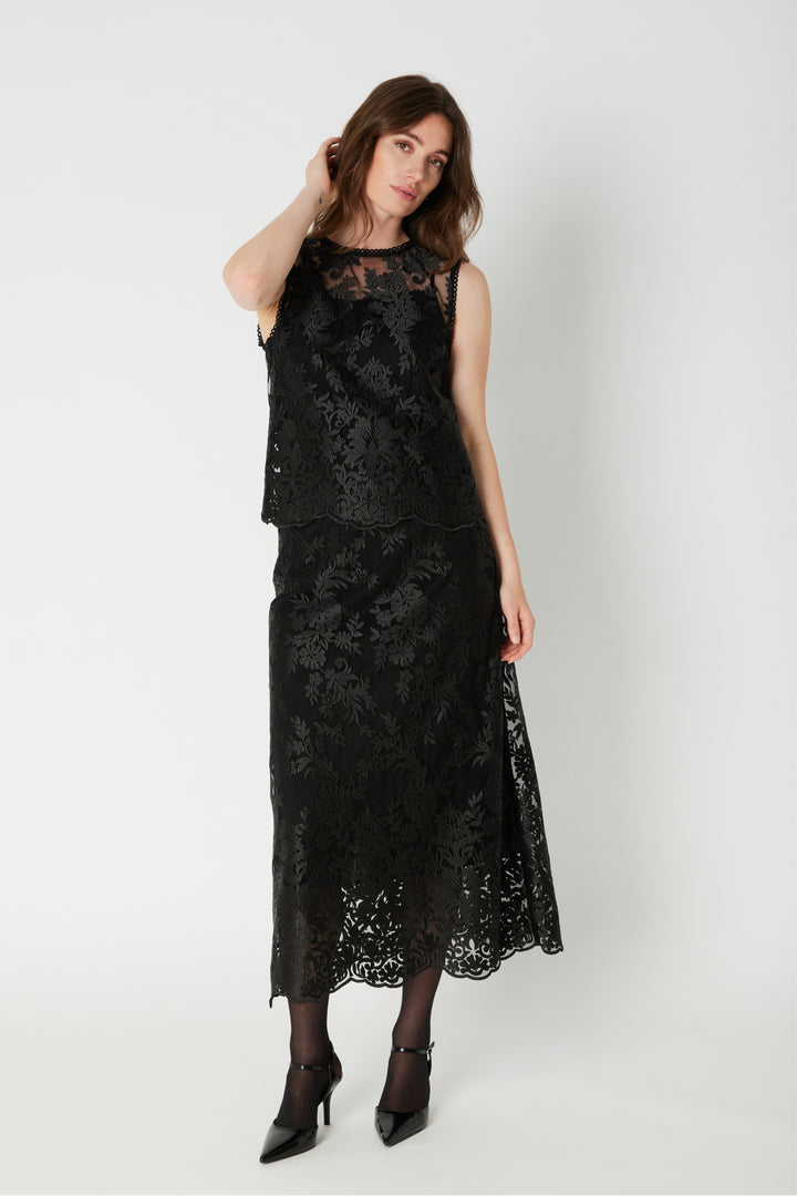 PBO PBOEllo blonde lang nederdel SKIRTS Sort