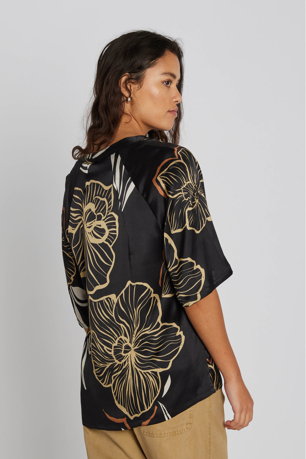 PBO PBOIndana silkebluse BLOUSE 845 Black print