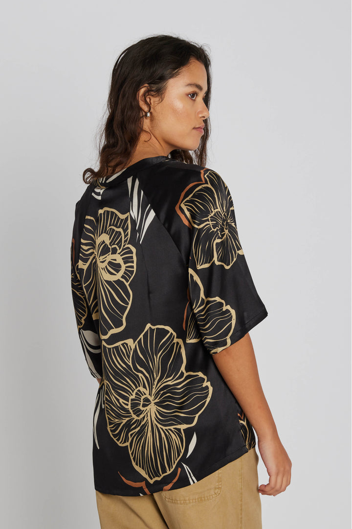 PBO PBOIndana silkebluse BLOUSE 845 Black print
