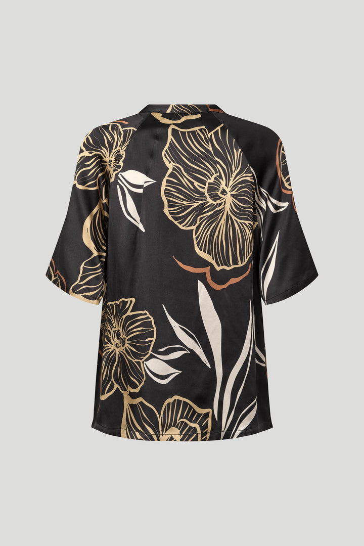 PBO PBOIndana silkebluse BLOUSE 845 Black print