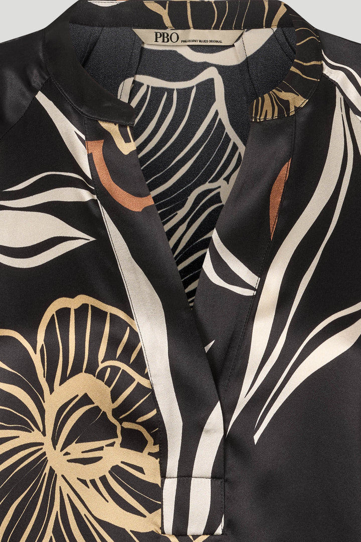 PBO PBOIndana silkebluse BLOUSE 845 Black print