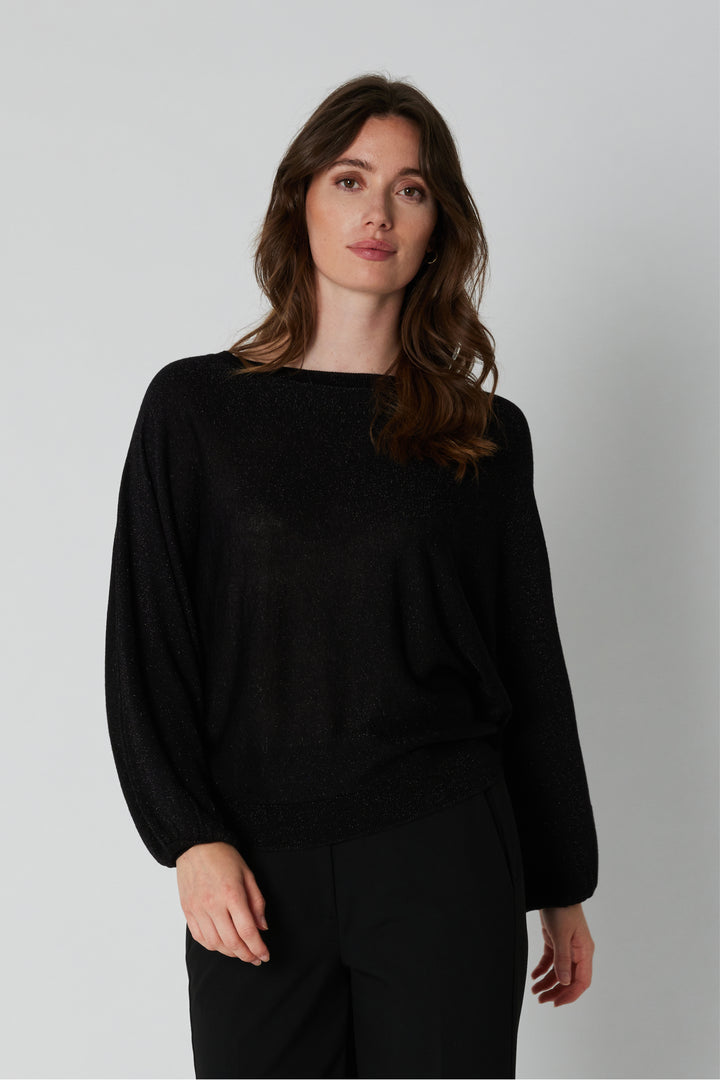 PBO PBOLily strikbluse KNITWEAR Sort