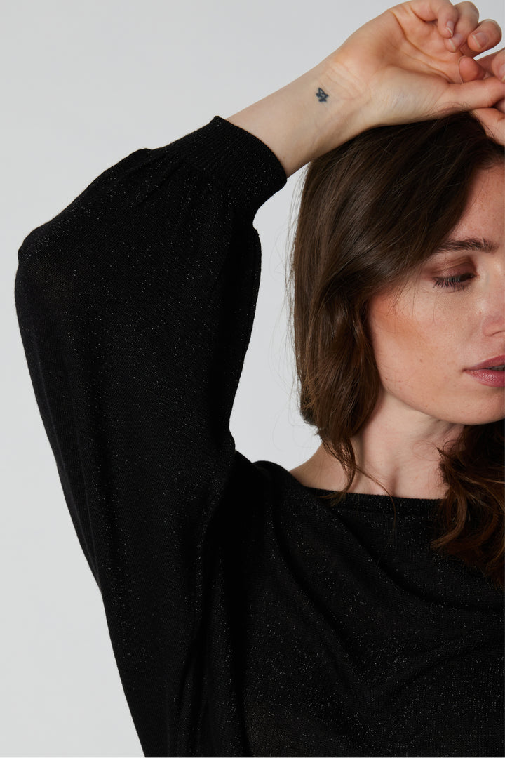 PBO PBOLily strikbluse KNITWEAR Sort