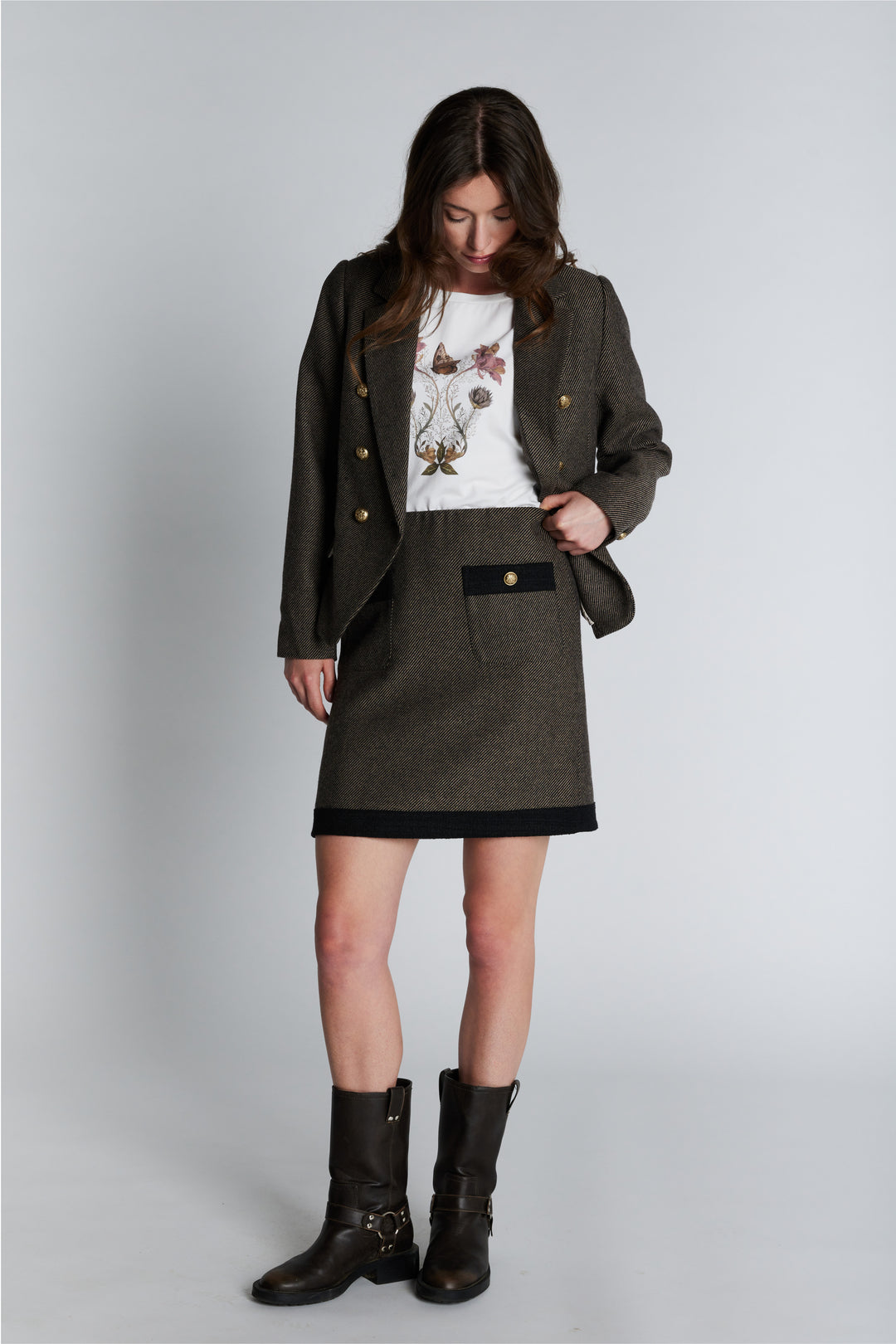 PBO PBOMarmonti nederdel SKIRTS 832 Black/Beige