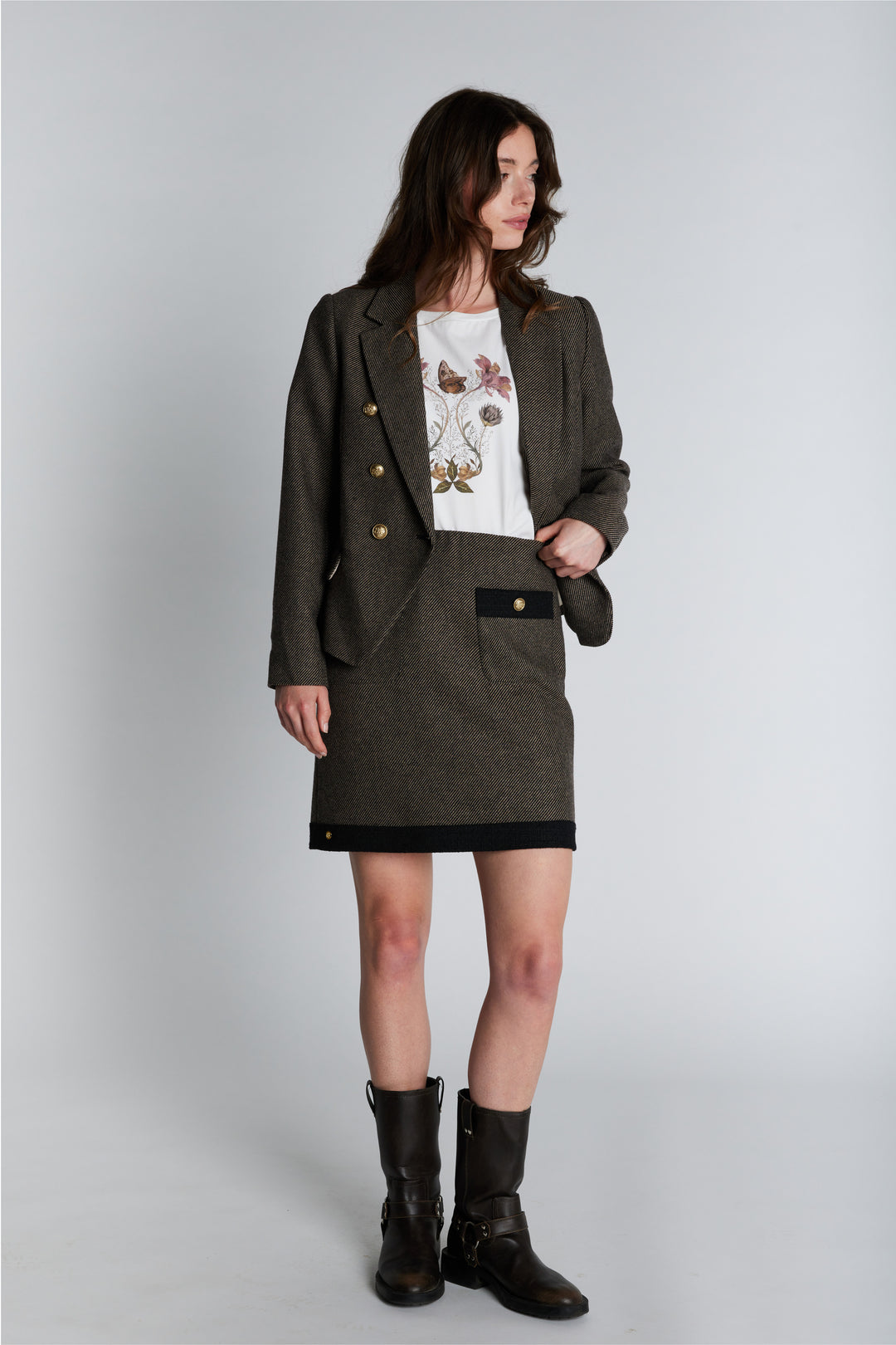 PBO PBOMarmonti nederdel SKIRTS 832 Black/Beige