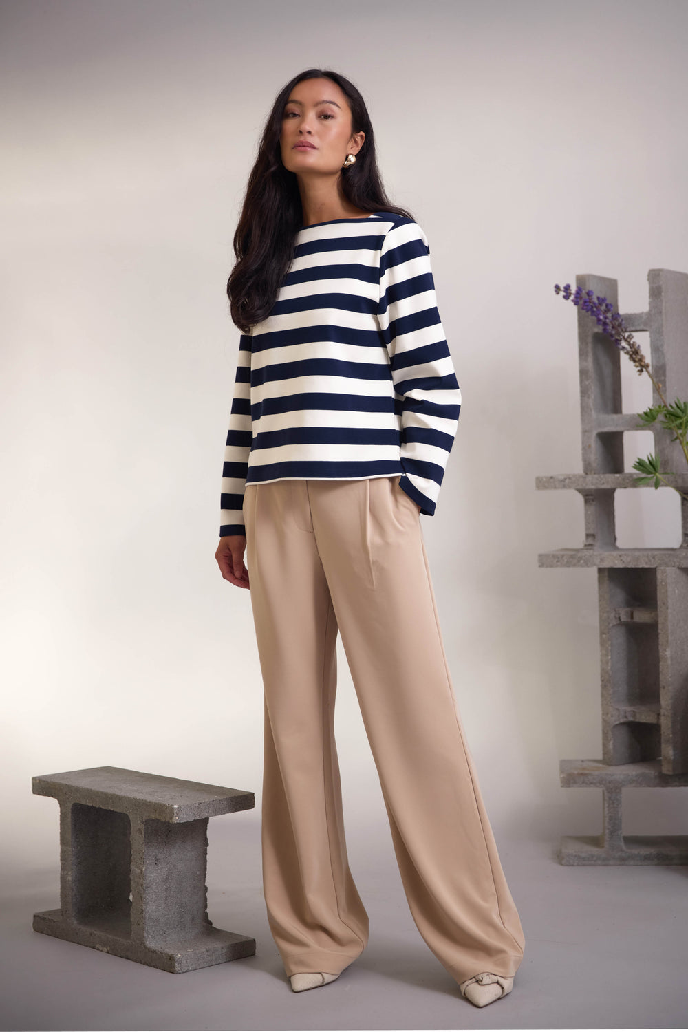 PBO PBOMary langærmet T-shirt T-SHIRTS 925 Off white/Navy