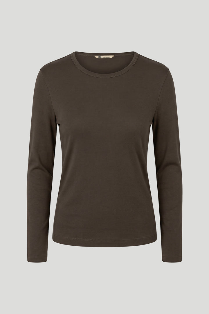 PBO PBOMilosa langærmet T-shirt T-SHIRTS 690 Dark brown