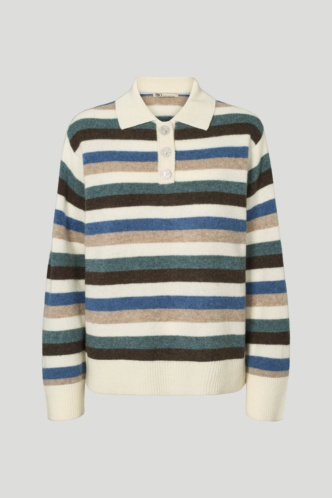 PBO PBORevo strikket polo KNITWEAR 682 Sand/Blue stripe