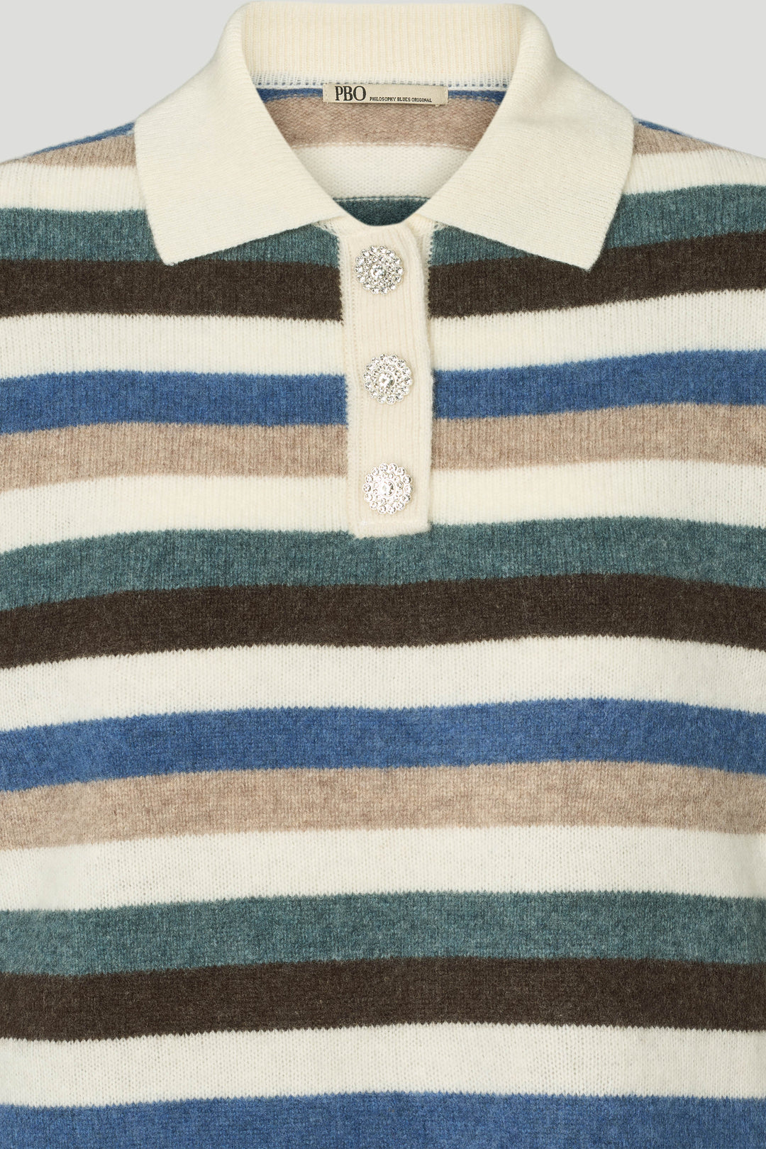 PBO PBORevo strikket polo KNITWEAR 682 Sand/Blue stripe