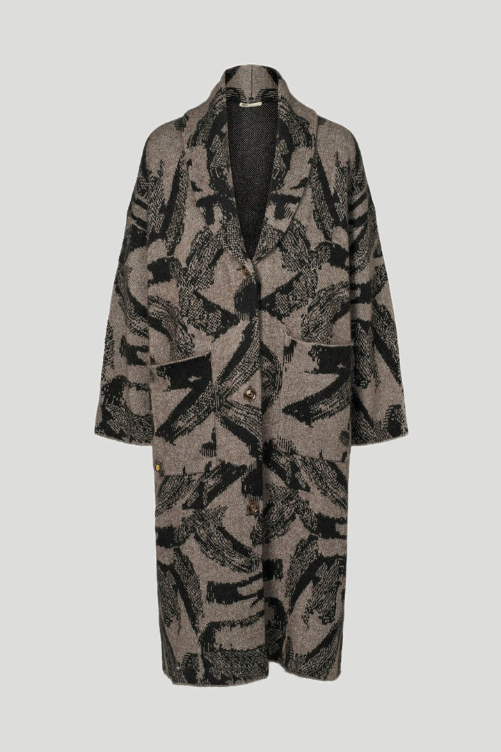 PBO PBORita strikjakke KNITWEAR, HEAVY 683 Camel/Black