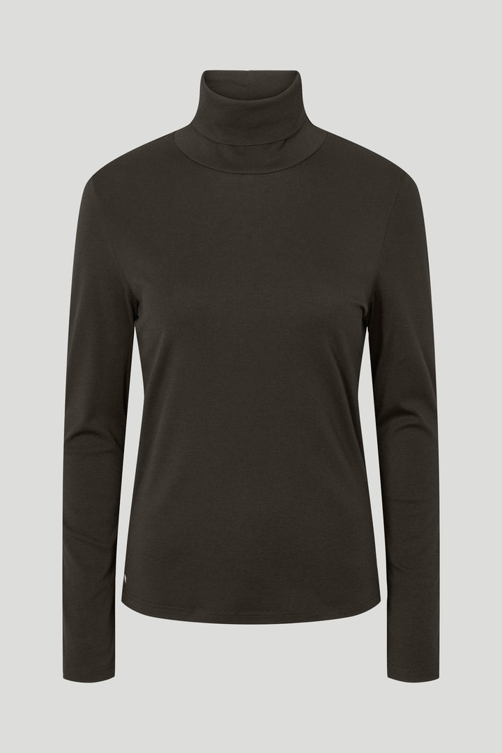 PBO PBOSeta jerseybluse med rullekrave BLOUSE 690 Dark brown