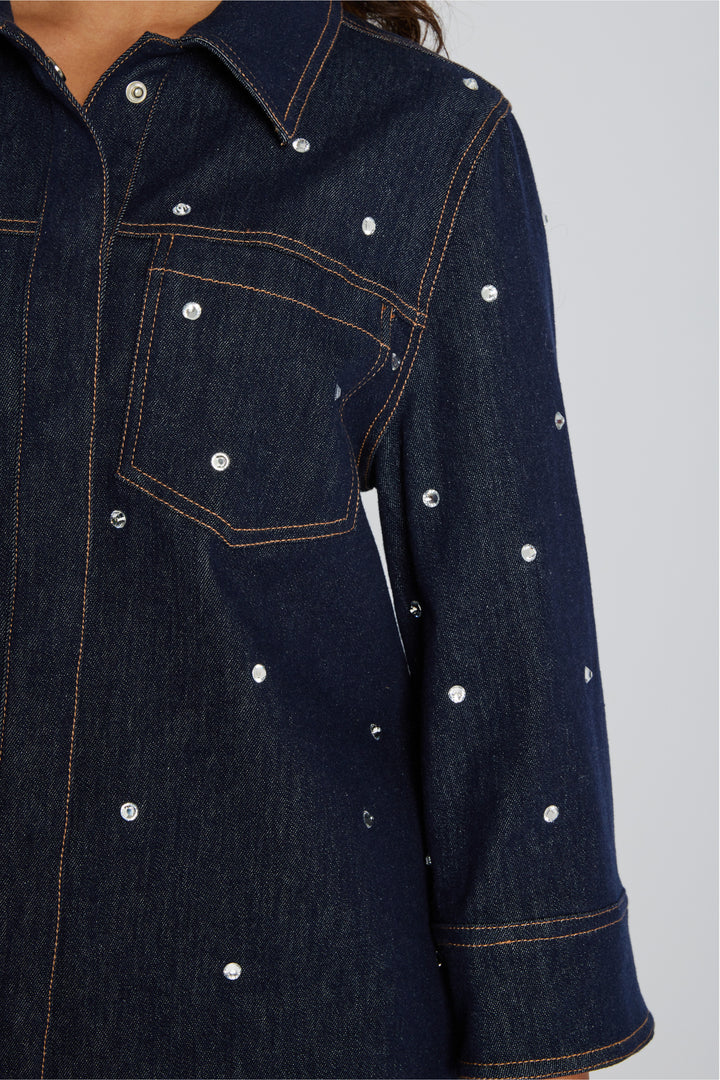 PBO PBOShine denimskjorte SHIRTS 253 Dark denim