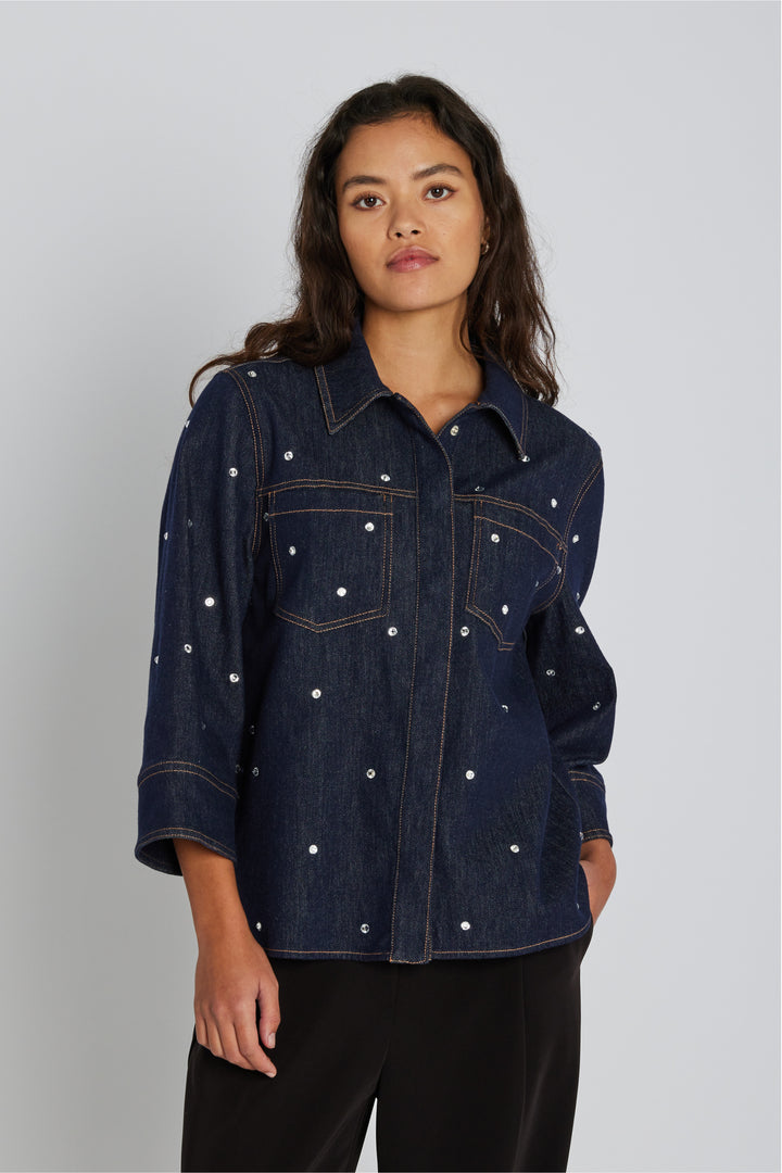 PBO PBOShine denimskjorte SHIRTS 253 Dark denim