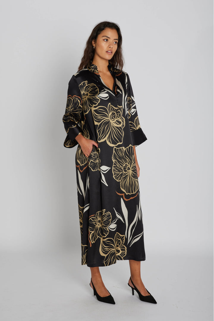 PBO PBOSimbia silkekjole DRESSES 845 Black print