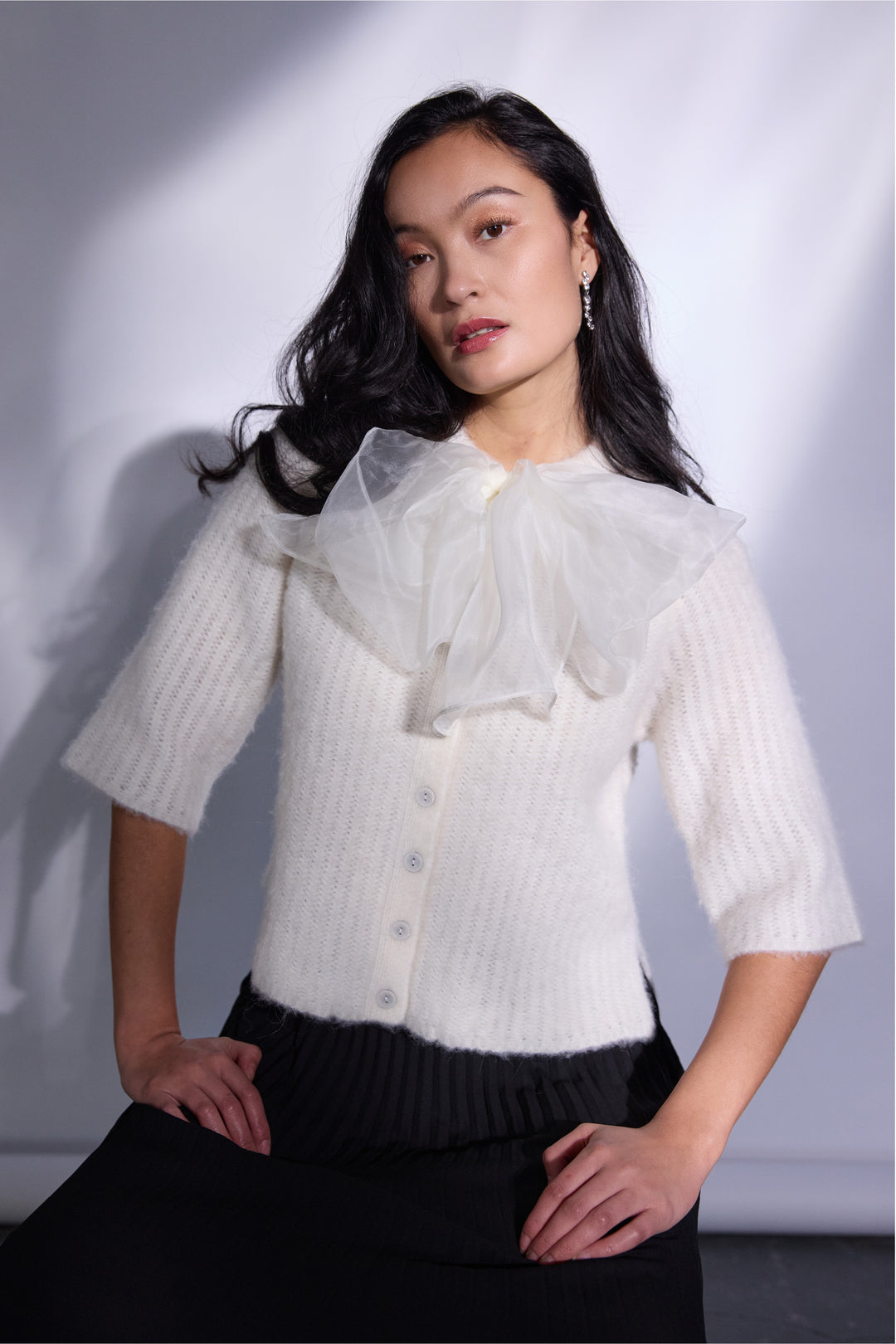 PBO PBOValentina strikcardigan KNITWEAR, LIGHT 03 Ecru