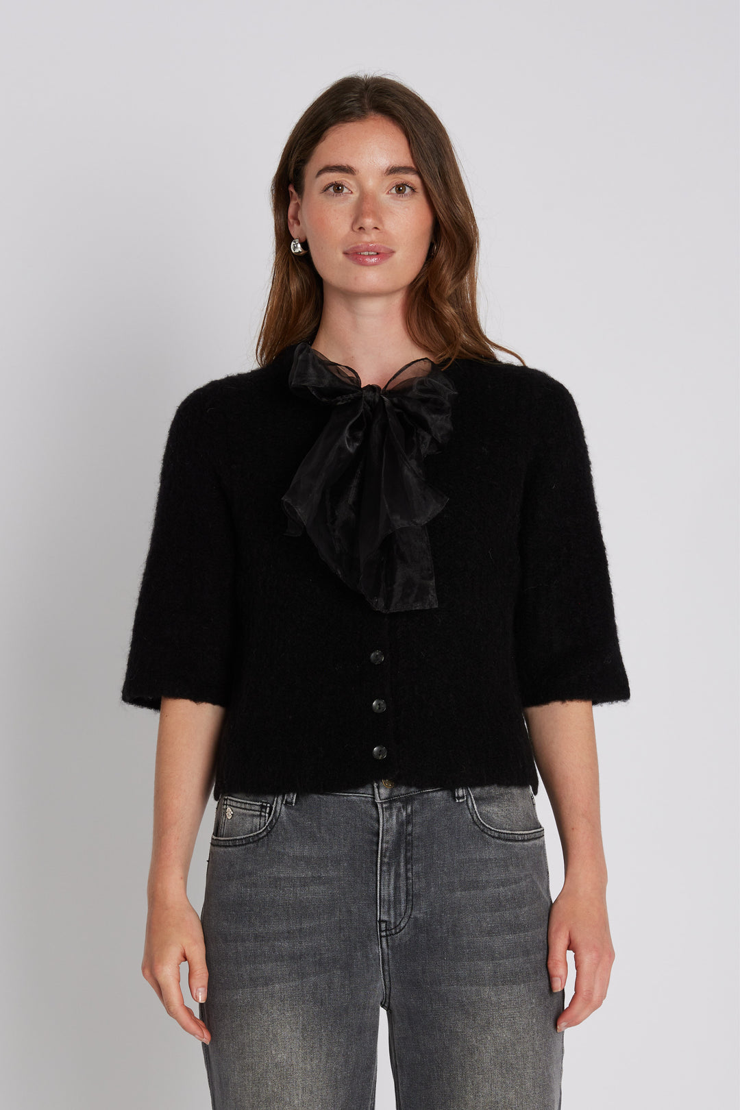 PBO PBOValentina strikcardigan KNITWEAR, LIGHT Sort