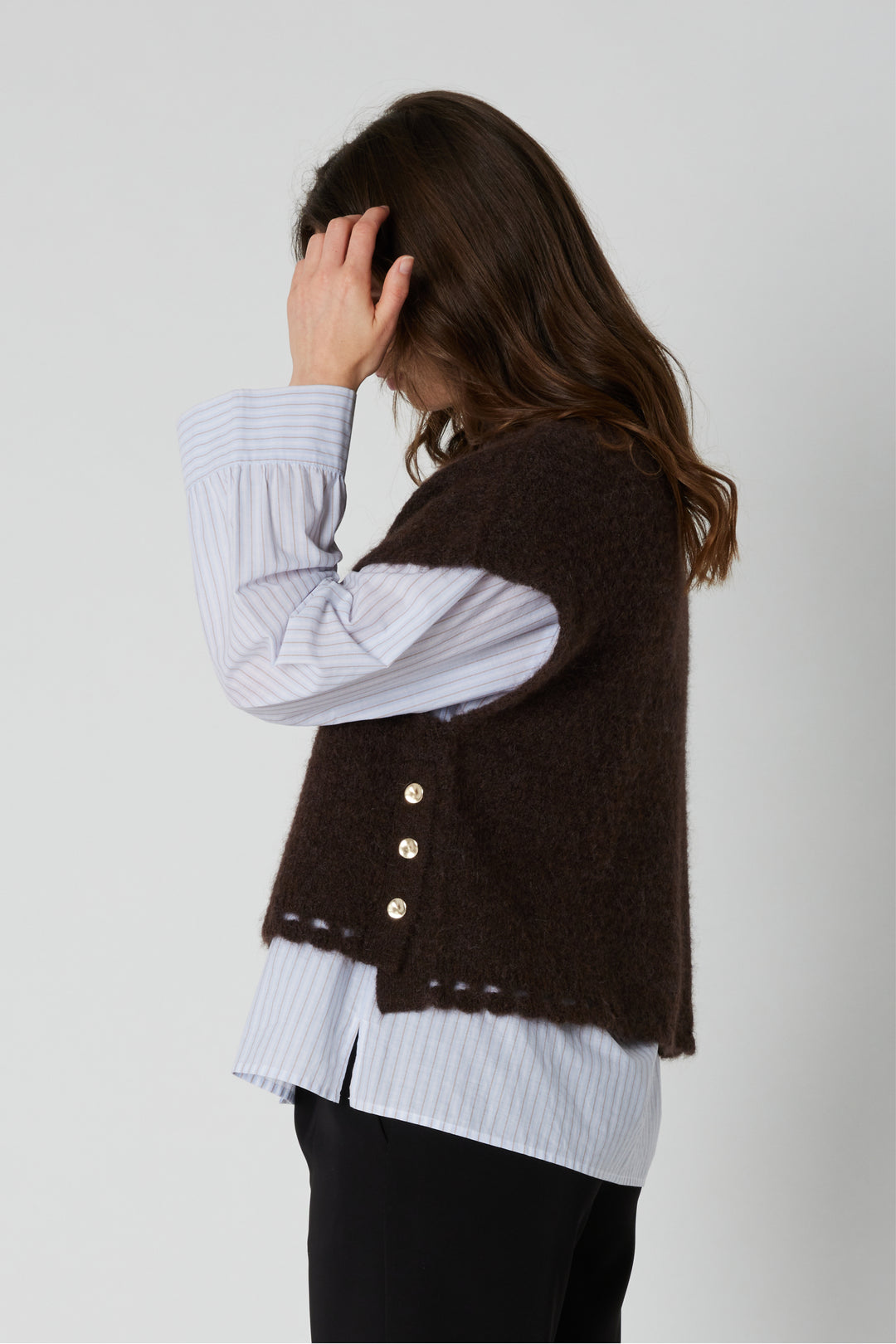 PBO PBOVallio strikvest KNITWEAR 691 Chocolate