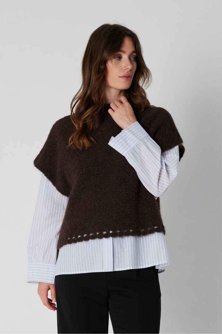 PBO PBOVallio strikvest KNITWEAR 691 Chocolate
