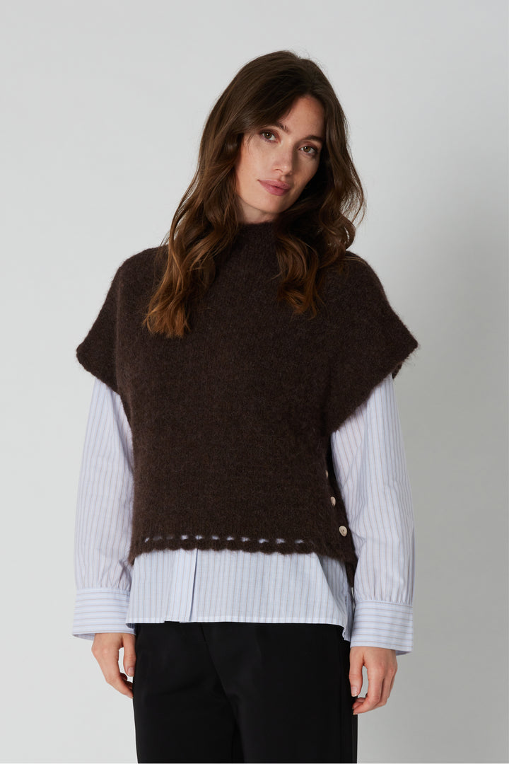 PBO PBOVallio strikvest KNITWEAR 691 Chocolate