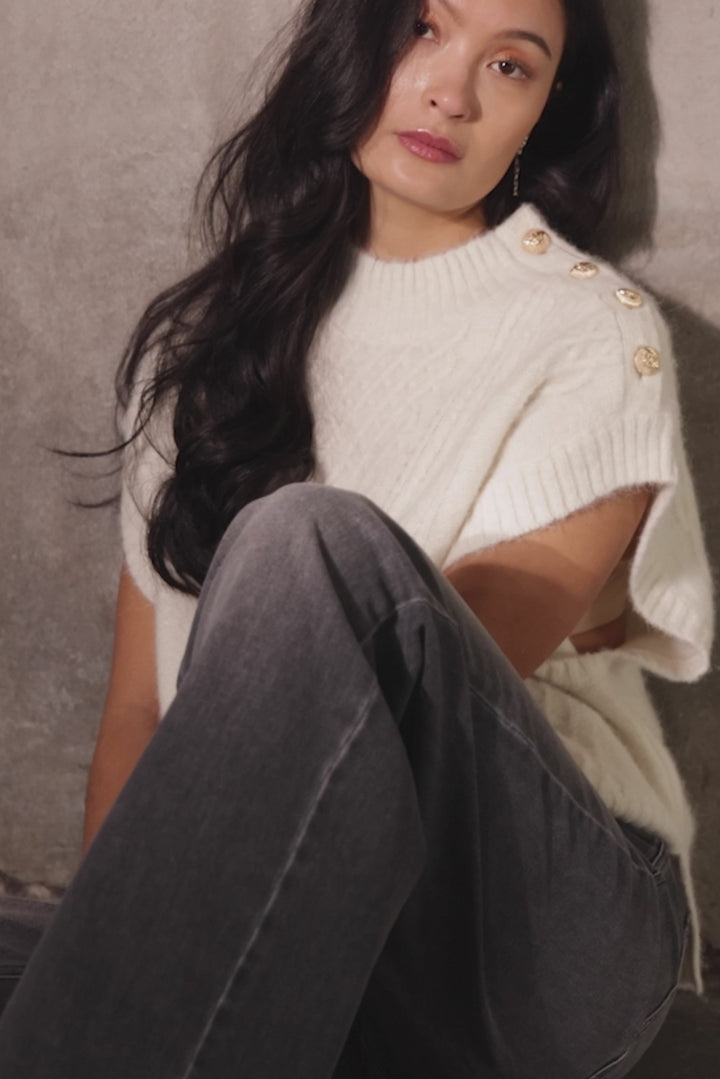 PBO PBOAlino strikvest KNITWEAR, HEAVY 03 Ecru