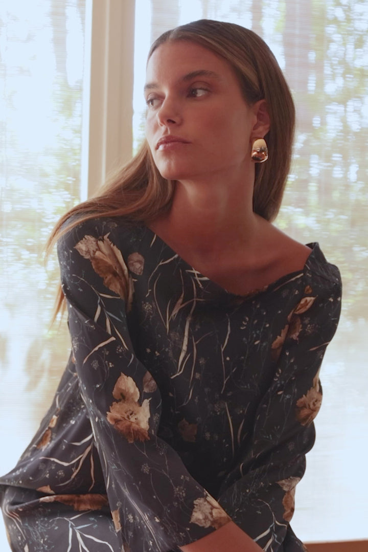 PBO PBOKhalia silkekjole DRESSES 837 Dark flower