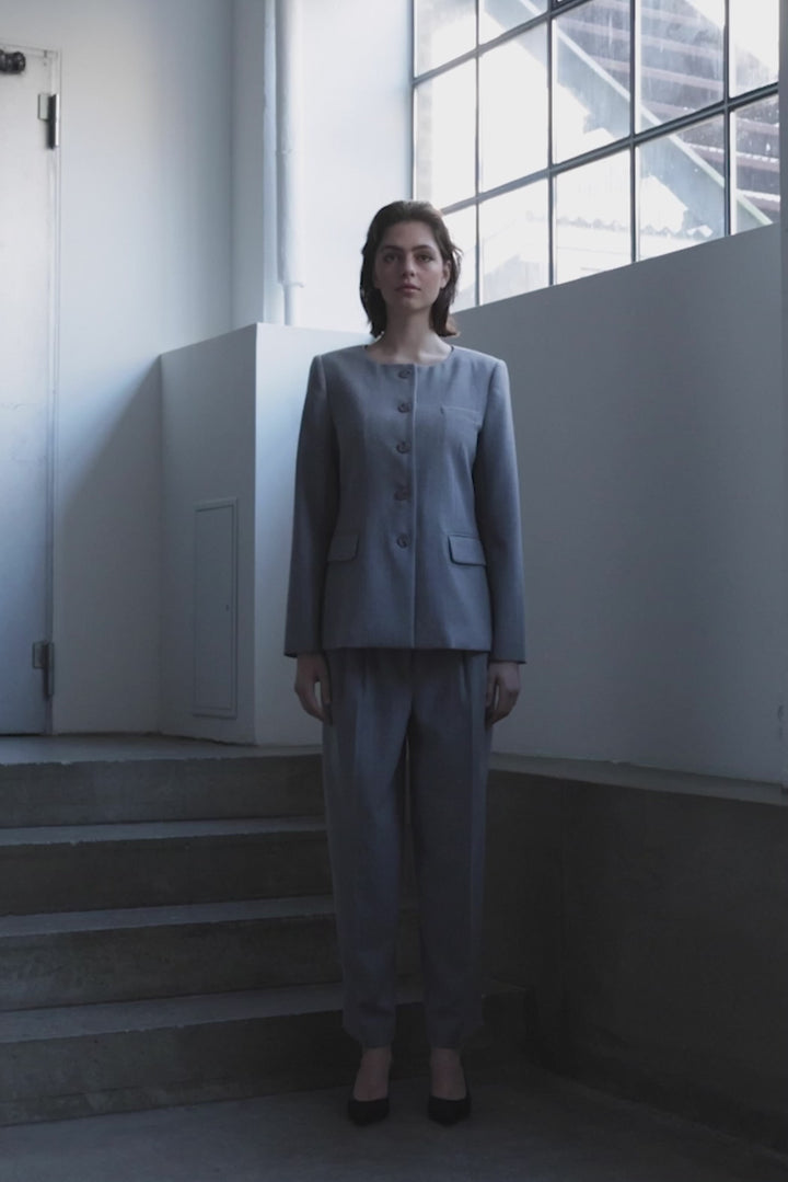 PBO PBOMadelina bukser TROUSERS 417 Grey stripe