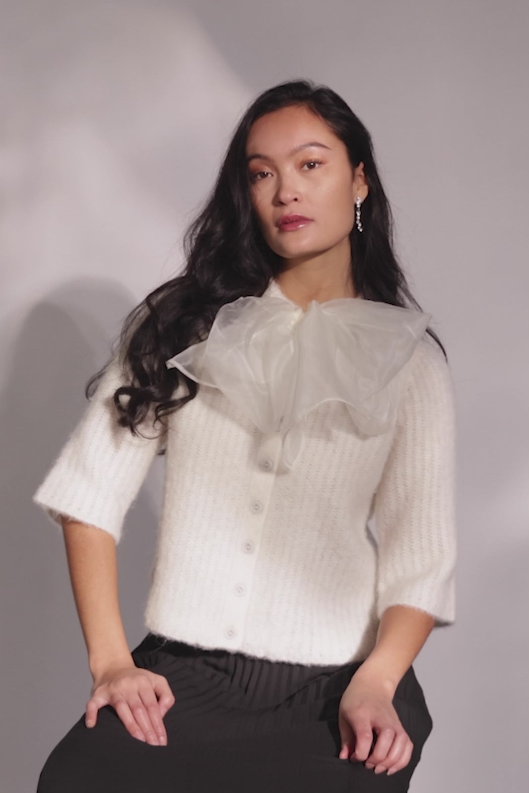 PBO PBOValentina strikcardigan KNITWEAR, LIGHT 03 Ecru