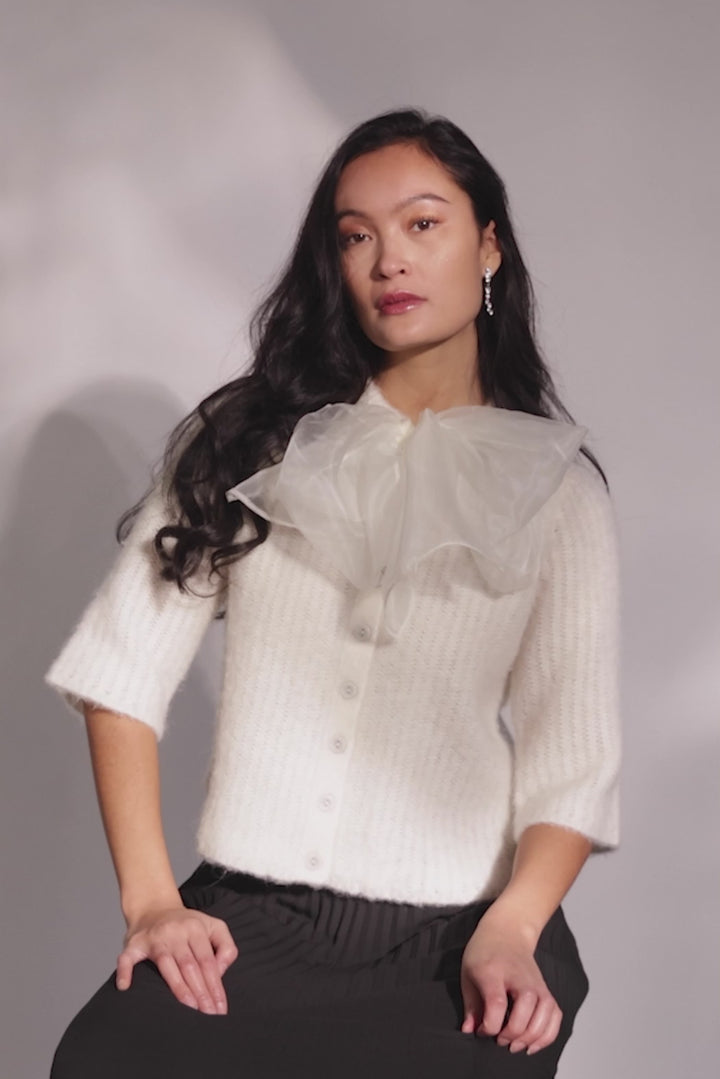 PBO PBOValentina strikcardigan KNITWEAR, LIGHT 03 Ecru